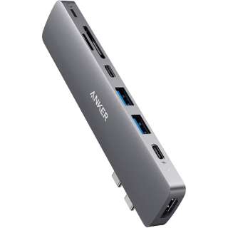 MacBook Pro / Air用［USB-Cｘ2 オス→メス カードスロットｘ2 / HDMI / Lightning / USB-Aｘ2 / USB-Cｘ2］ USB PD対応 100W ドッキングステーション グレー A83810A2 [USB Power Delivery対応]