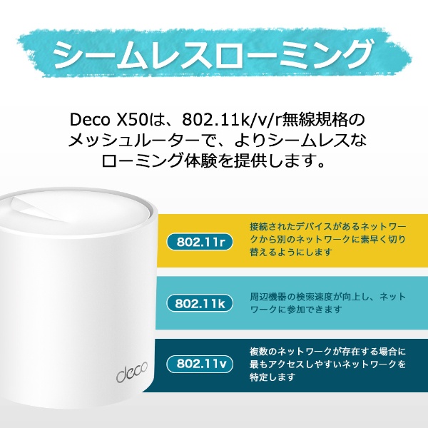 Wi-Fiルーター 2402+574Mbps Deco X50（3パック） DecoX503P [Wi-Fi 6