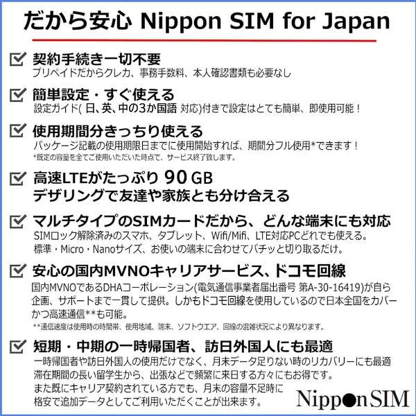 Nippon SIM for Japan {pvyChf[^SIM@W 6090GB DHA-SIM-149 [}`SIM]_4