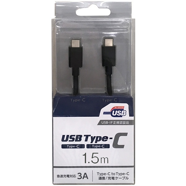 PDбUSB-IFǧʡType-CType-C̿USB֥ USB2.0 3A/60Wб 1.5m ֥å CD-3CS150K [USB Power Deliveryб]