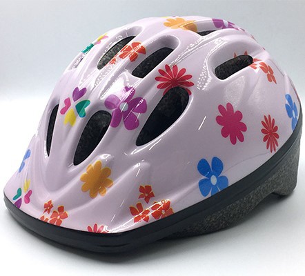 子供用ヘルメット 軽くて丈夫なキッズヘルメット(Mサイズ：52～56cm/花) 08926