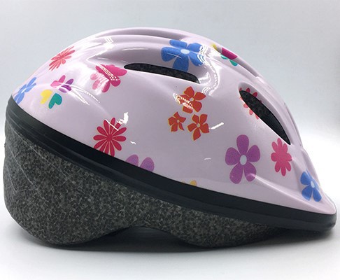 子供用ヘルメット 軽くて丈夫なキッズヘルメット(Mサイズ：52～56cm/花