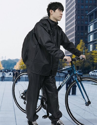 レインウェア 自転車専用レインスーツ リュック対応(Lサイズ/ブラック) 43252