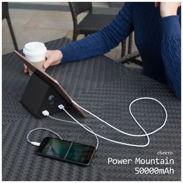 モバイルバッテリー Power Mountain ブラック CHE-086BK [USB Power Delivery対応 /3ポート]