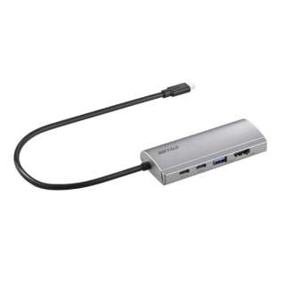 ［USB-C オス→メス HDMI / LAN / USB-A / USB-Cｘ2］ USB PD対応 100W ドッキングステーション シルバー LUD-U3-CGHDSV [USB Power Delivery対応]