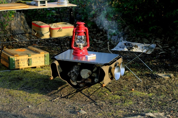 ファイヤーサイドテーブル Fire side Table(幅500x奥行380x高さ330mm/ステンレストップ) FRT-5031ST