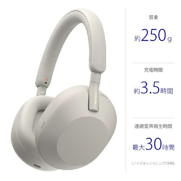 蓝牙头戴式耳机白金款银WH-1000XM5SM[支持噪音撤销的/Bluetooth对应]_3