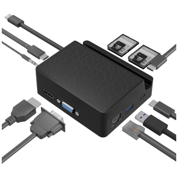 ［USB-C オス→メス カードスロットｘ4 / HDMI / VGA / LAN / φ3.5mm / USB-A / USB-Cｘ3] USB  PD対応 ドッキングステーション ガンメタリック IMD-ULC357 [USB Power Delivery対応]