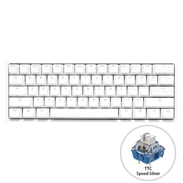 ゲーミングキーボード One 2 Mini RGB 60％(TTC シルバー軸・英語配列) ホワイト  dk-one2-rgb-mini-pw-ttc-silver [有線 /USB]