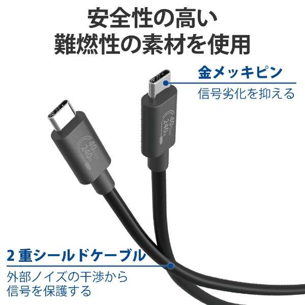 USB-C ⇔ USB-Cケーブル [充電 /転送 /1m /USB Power Deliver EPR /240W /USB4] ブラック USB4-CCPE10NBK_6