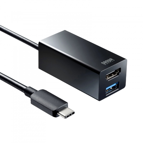 映像変換アダプタ [USB-C オス→メス HDMI /USB-A＋USB-Cメス給電 /USB