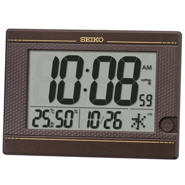 掛け置き兼用時計 【温度・湿度表示つき】 濃茶メタリック SQ448B