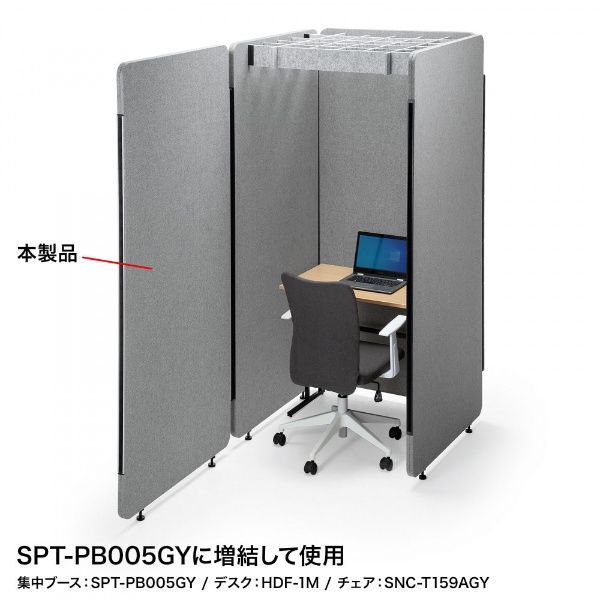吸音パネル集中ブース用増結パネル [W900mm] グレー SPT-PB005PNGY