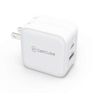 Cell Cube@2|[gUSB-C Fast Charger iPD20w+12wjCCAC07WH Cell Cube (ZL[u) zCg CC-AC07 [2|[g /USB Power DeliveryΉ]