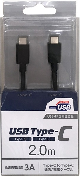 PDбUSB-IFǧʡType-CType-C̿USB֥ USB2.0 3A/60Wб 2.0m ֥å CD-3CS200K [USB Power Deliveryб]