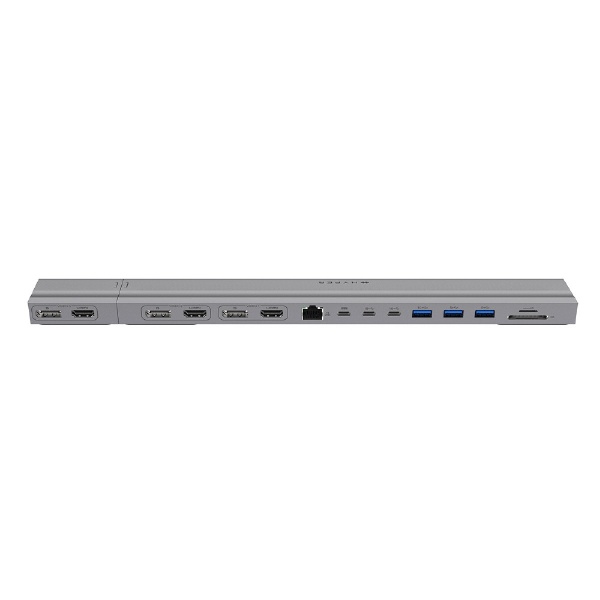 MacBook Pro / Air用スタンド［USB-Cｘ2 オス→メス カードスロットｘ2 / HDMIｘ3 / DisplayPortｘ3 /  LAN / USB-Aｘ3 / USB-Cｘ3］USB PD対応 100W ドッキングステーション ダークグレー HP-HD156 [USB  Power