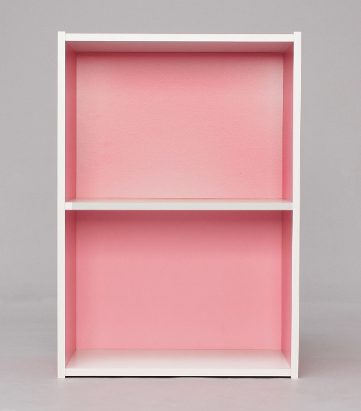 カラーボックス 2段（ピンク&オフホワイト/約幅41.5×奥行29×高さ59.5