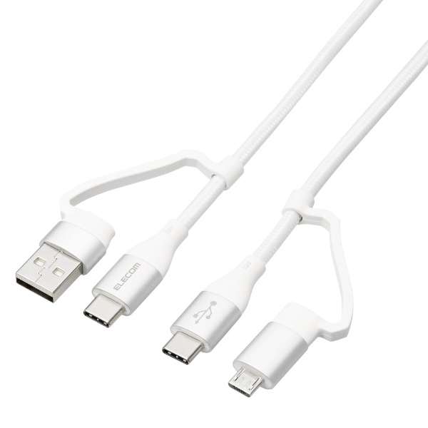 4in1 USBケーブル/USB-A+USB-C/Micro-B+USB-C/USB Power Delivery対応/1.0m/ホワイト MPA-AMBCC10WH [1.0m]_1