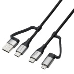 4in1 USBケーブル/USB-A+USB-C/Micro-B+USB-C/USB Power Delivery対応/2.0m/ブラック MPA-AMBCC20BK [2.0m]