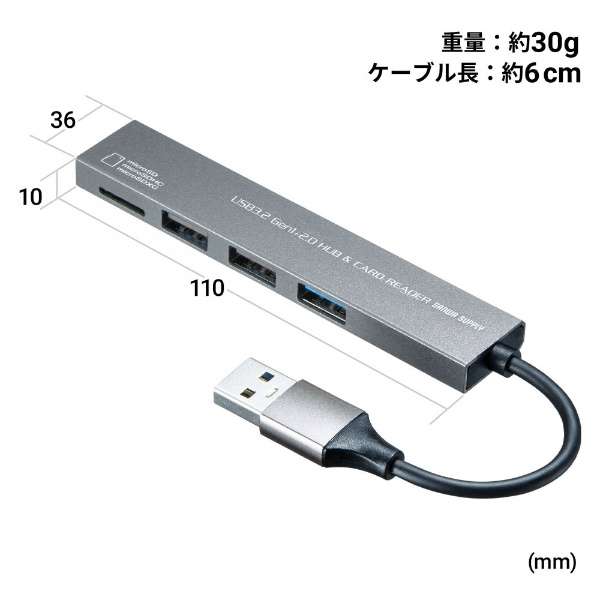 mUSB-A IXX microSDJ[hXbg / USB-A3nϊA_v^ USB-3HC319S_2