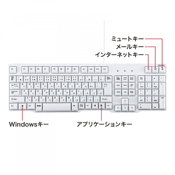 キーボード (Windows11対応) ホワイト SKB-L1N [有線 /PS/2