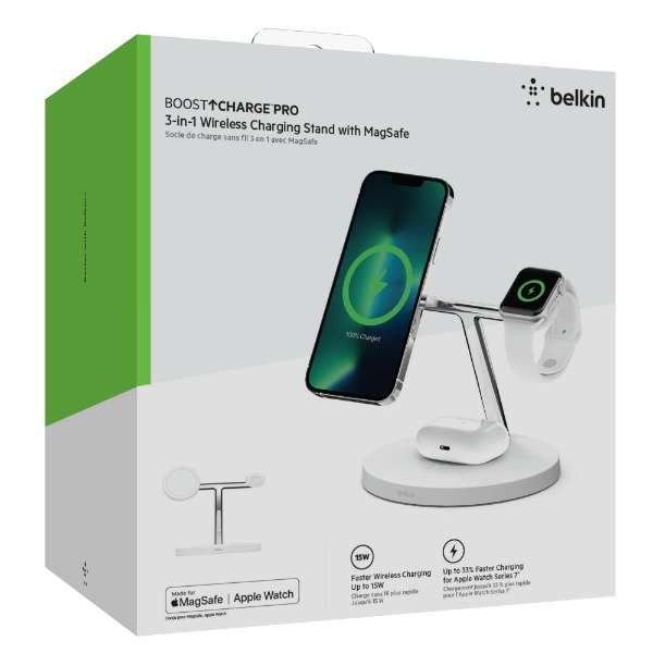 Belkin MagSafe 3-in-1 Wireless Fast Charging Stand for Apple Watch