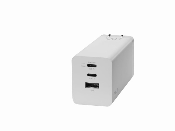 AC - USB充電器 ノートPC・タブレット対応 100W [3ポート：USB-Cｘ2＋USB-A /USB Power Delivery対応  /Quick Charge対応] 100W 3-Port GaN Charger ホワイト ASUS_GAN3_100W