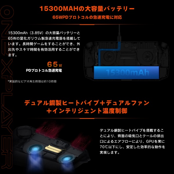 ゲーミングモバイルパソコン ONEXPLAYER AMD版 ブラック＆オレンジ ONEXA57-B10R [8.4型 /Windows11 Home  /AMD Ryzen 7 /メモリ：16GB /SSD：1TB /2022年1月モデル]