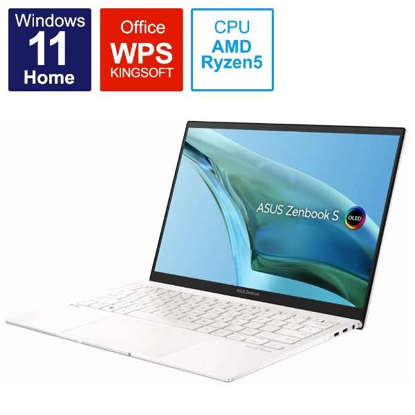 Note PC Zenbook S 13 OLED refind white UM5302TA-LX192W [ type  /Windows11 Home /AMD Ryzen 5/storage device: 8GB /SSD: in 512GB/WPS Office/August,  2022 model] ASUS | Ray Seuss mail order | BicCamera. com