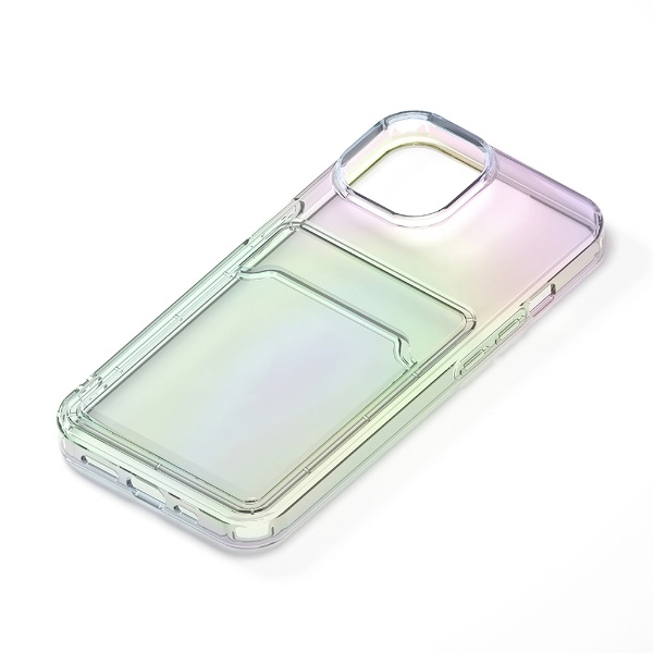iPhone 14 6.1インチ ポケット付 抗菌ソフトケース オーロラ Premium