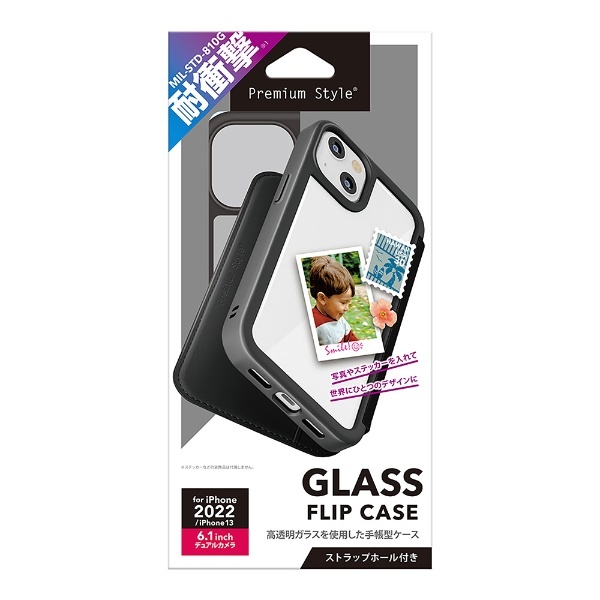 iPhone 14 6.1インチ ガラスフリップケース ブラック Premium Style ブラック PG-22KGF01BK PGA｜ピージーエー  通販
