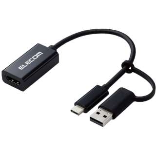 ウェブカメラ化 [USB-C＋USB-A接続 →ポート：HDMI] HDMIキャプチャー ブラック AD-HDMICAPBK