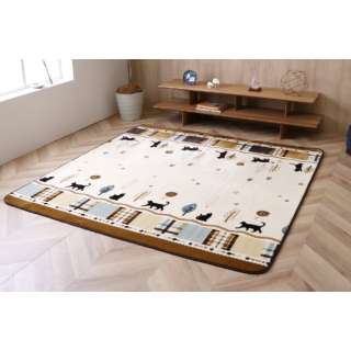 猫花纹热地毯床罩ALC(180×180cm/浅驼色)[180*180]