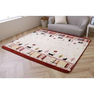猫花纹热地毯床罩ALC(180×180cm/红)[180*180]