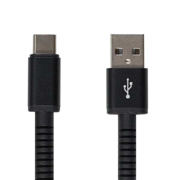 USB-A to Type-CĶ󥰥֥å˶ե֥ 2m ֥å UD-STCSS200K [2m /Quick Chargeб]