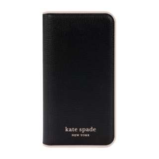 iPhone 14 Pro 6.1C` KSNY Folio Case - Black/Pale Vellum Border KSIPH-255-BPLVM yïׁAOsǂɂԕiEsz