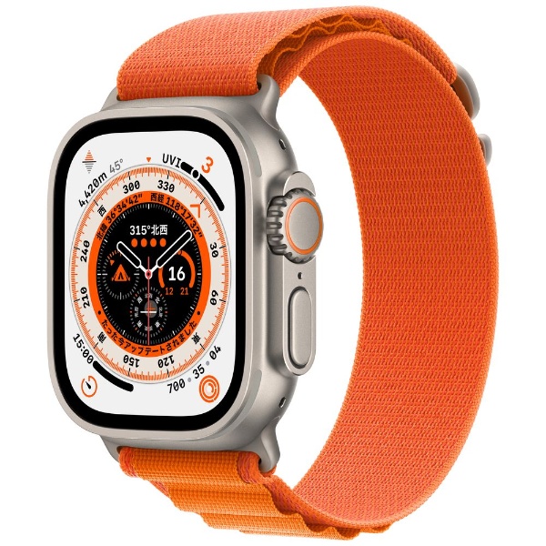Apple Watch Ultra（GPS + Cellularモデル）- 49mmチタニウムケースとオレンジアルパインループ - S MNHH3JA