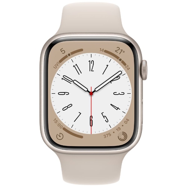 Apple Watch Series 8（GPSモデル）- 45mmスターライトアルミニウムケースとスターライトスポーツバンド MNP23JA