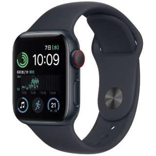 Apple Watch SE（第2世代：GPS + Cellularモデル）40mmミッドナイトアルミニウムケースとミッドナイトスポーツバンド MNPL3JA