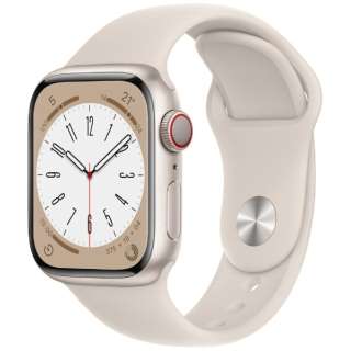 Apple Watch Series 8（GPS + Cellularモデル）- 41mmスターライトアルミニウムケースとスターライトスポーツバンド MNHY3JA