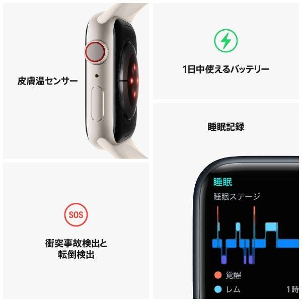 Apple Watch Series 8iGPS + Cellularfj- 41mmVo[XeXX`[P[XƃzCgX|[coh MNJ53JA_8