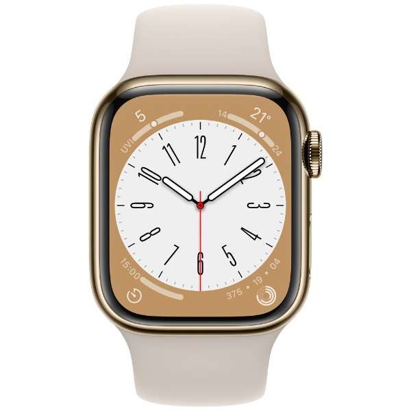 Apple Watch Series 8(ＧＰＳ+Cellular型号)-41mm黄金不锈钢包和星光运动带MNJC3JA_2