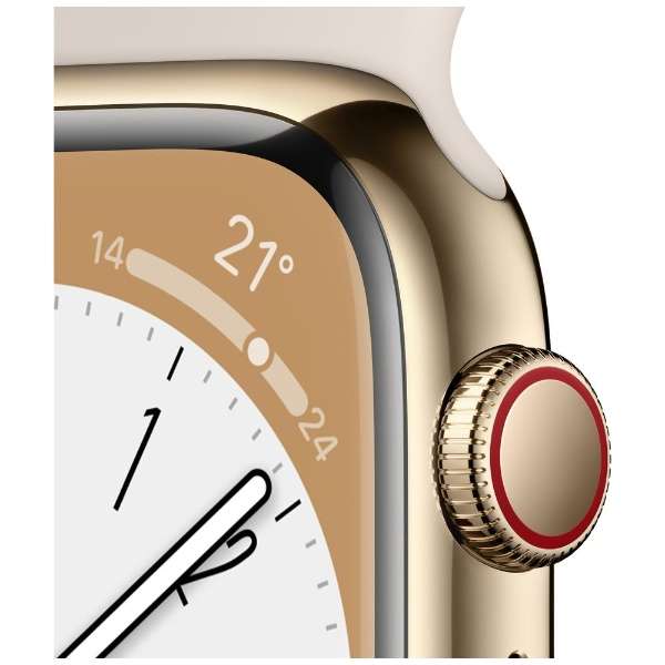 Apple Watch Series 8(ＧＰＳ+Cellular型号)-41mm黄金不锈钢包和星光运动带MNJC3JA_3