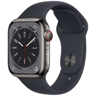 Apple Watch Series 8（GPS + Cellularモデル）- 41mmグラファイトステンレススチールケースとミッドナイトスポーツバンド MNJJ3JA