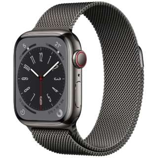 Apple Watch Series 8（GPS + Cellularモデル）- 41mmグラファイトステンレススチールケースとグラファイトミラネーゼループ MNJM3JA