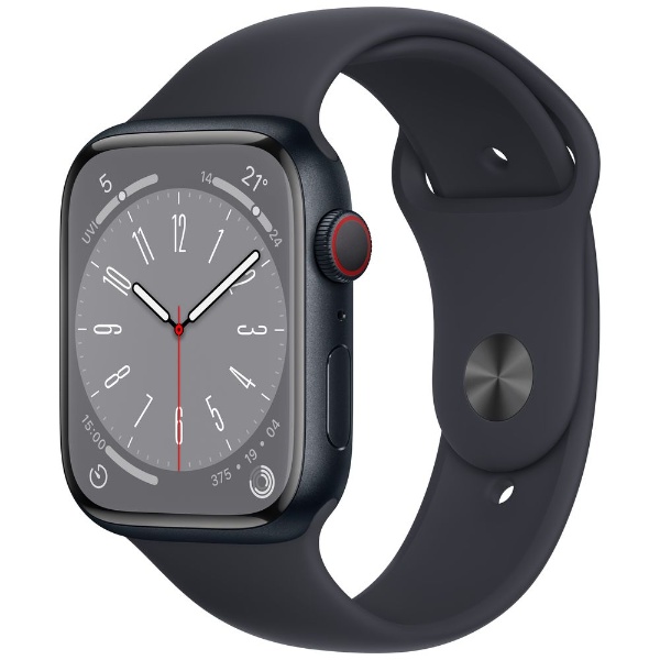 Apple Watch Series 8（GPS + Cellularモデル）- 45mmミッドナイトアルミニウムケースとミッドナイトスポーツバンド  MNK43JA