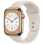 Apple Watch Series 8(ＧＰＳ+Cellular型号)-45mm黄金不锈钢包和星光运动带MNKM3JA