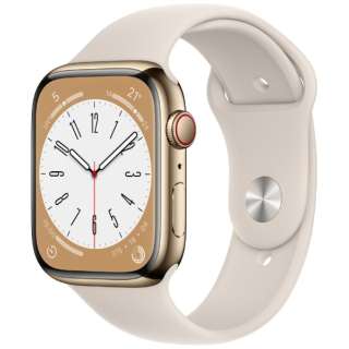 Apple Watch Series 8(ＧＰＳ+Cellular型号)-45mm黄金不锈钢包和星光运动带MNKM3JA