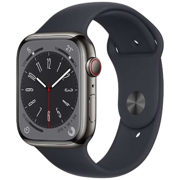 halstørklæde pulsåre Becks Apple Watch Series 8（GPS + Cellularモデル）-  45mmグラファイトステンレススチールケースとミッドナイトスポーツバンド MNKU3JA アップル｜Apple 通販 | ビックカメラ.com