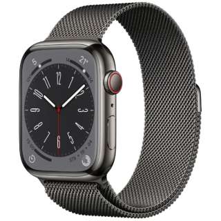 Apple Watch Series 8（GPS + Cellularモデル）- 45mmグラファイトステンレススチールケースとグラファイトミラネーゼループ MNKX3JA